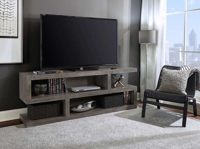 Aspenhome® Contemporary Alder Lifestyle Smokey Grey  74" Open S Console-1