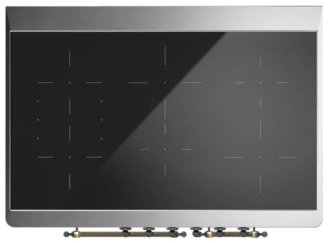 Ilve® Majestic III 40" Midnight Blue Pro Style Induction Range with Solid Door and Burnished Trim-2