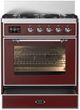 Ilve® Majestic III 30" Burgundy Pro Style Dual Fuel Liquid Propane Range with Triple Glass Door and Chrome Trim-1