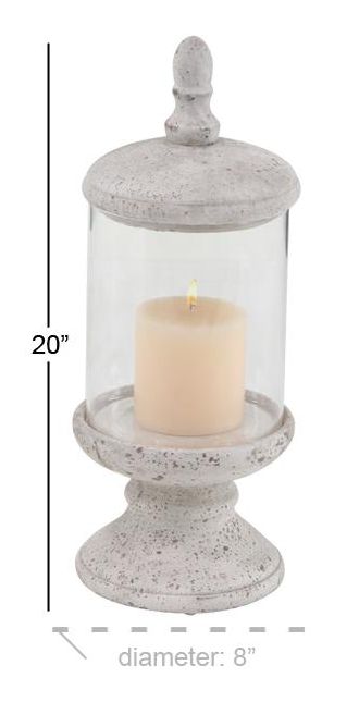 Deco Marche White Cement Stone Living Room Decorative Jars-3