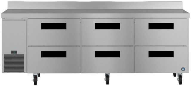 Hoshizaki Steelheart® 93" 30.17 Cu. Ft. Stainless Steel Three Section Worktop Side Mount Refrigerator with Stainless Drawers-0