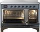Ilve® Majestic III 48" Blue Gray Pro Style Induction Range with Triple Glass Door and Burnished Trim-1
