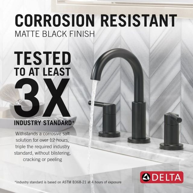 Delta Nicoli® Matte Black 2-Handle Widespread Bathroom Faucet-4