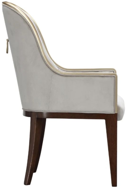 Michael Amini® Houston Mushroom Gray/Walnut Arm Chair-3