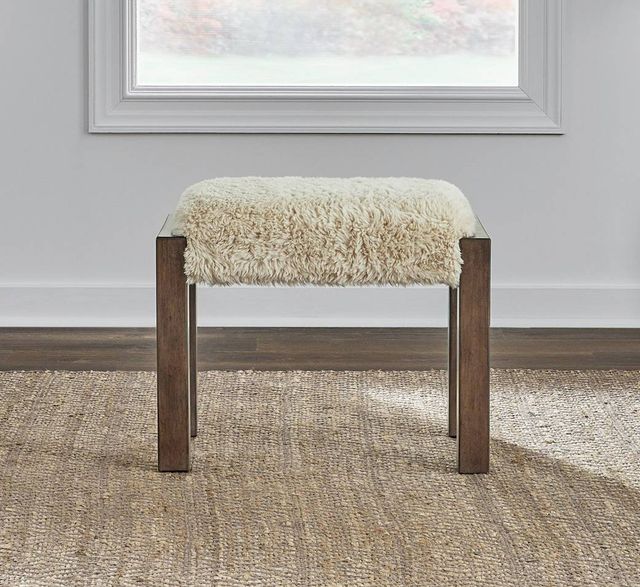 Liberty Furniture Broadmore Cobblestone Brown/White Upholstered Console Stool-1