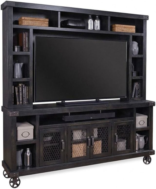 aspenhome® Industrial Ghost Black 85" Console and Hutch-0
