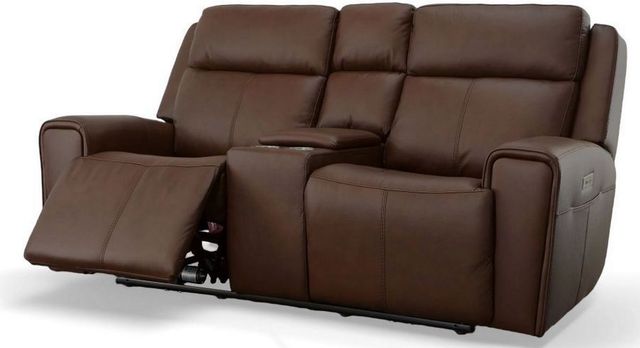 Flexsteel® Barnett Timber Power Reclining Loveseat with Console and Power Headrests and Lumbar-3