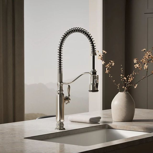 KOHLER® Tournant® Vibrant Polished Nickel Semi-Professional Kitchen Sink Faucet with 3-Function Sprayhead-1