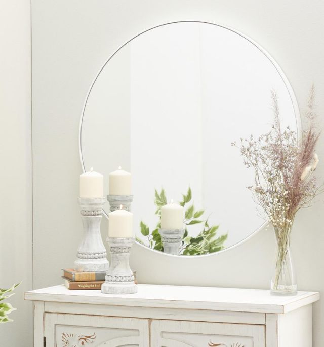 Deco Marche White 30" Thin Minimalistic Frame Mirror-4