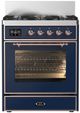 Ilve® Majestic III 30" Midnight Blue Pro Style Dual Fuel Natural Gas Range with 5 Black Brass Burners and Copper Trim-0
