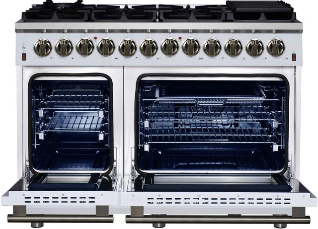 FORNO® Massimo Series Alta Qualita 48" White Pro Style Dual Fuel Range-1