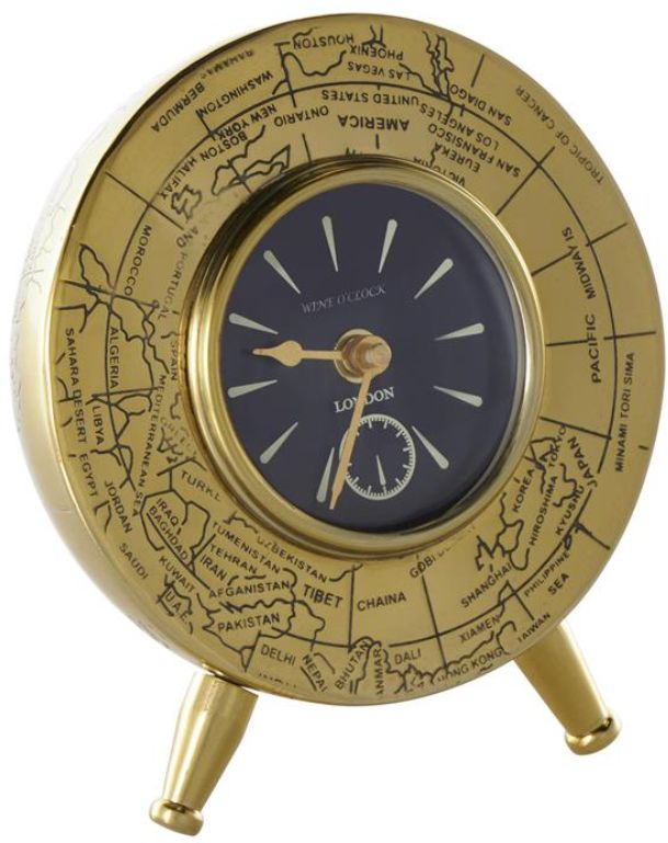 Deco Marche Gold World Map Small Dome Decorative Clock-1
