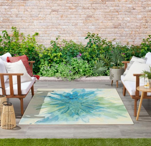 Nourison Home™ Color Splash Ivory/Blue 5'x7' Modern Area Rug-3