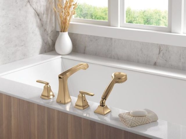 Delta Ashlyn® Roman Champagne Bronze Tub Trim with Hand Shower-3