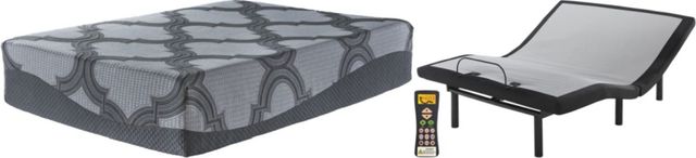 Sierra Sleep® by Ashley® 2-Piece 14" Hybrid and Good Adjustable Base Queen Mattress Set-0