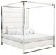 Michael Amini® State St. Glossy White/Stainless Steel California King Canopy Bed-0