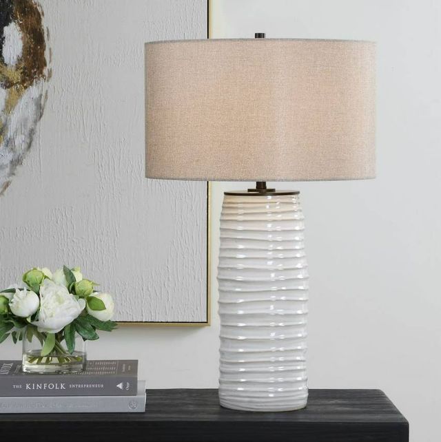 Uttermost® Barat Dark Beige/White Table Lamp-1