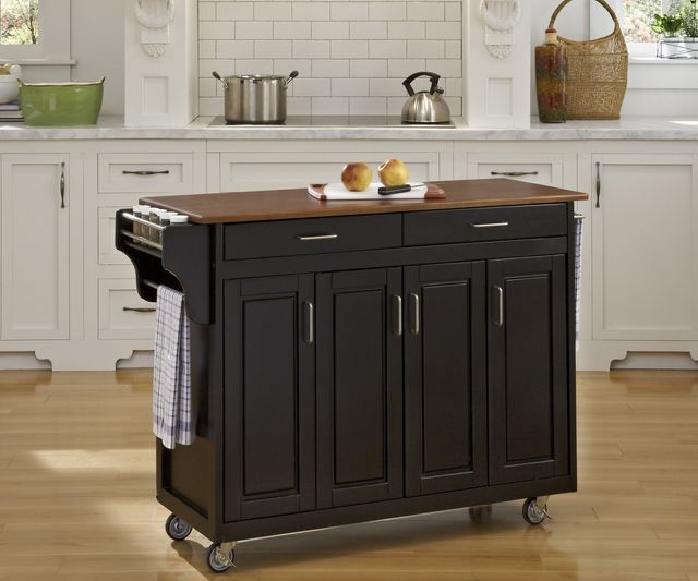 homestyles® Create-a-Cart Black/Oak Kitchen Cart-1