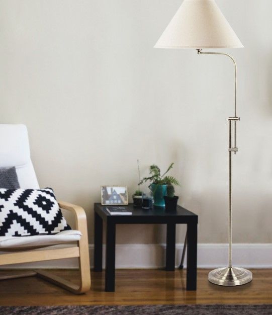 Cal® Lighting & Accessories Brushed Steel/White Floor Lamp-2