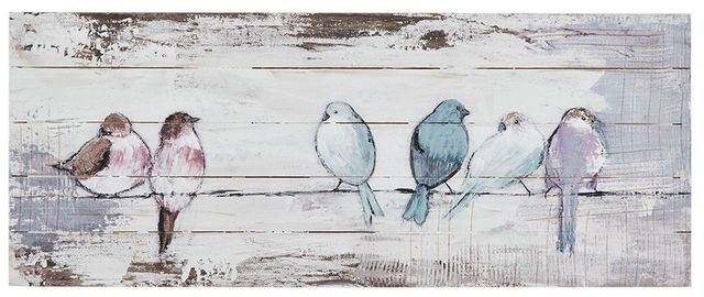 Olliix by Madison Park Perched Birds Grey and White Hand Painted Wood Plank-0