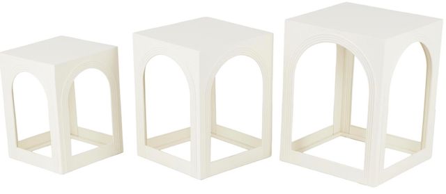 Deco Marche 3-Piece White Nested Accent Table with Arched Cutouts-0