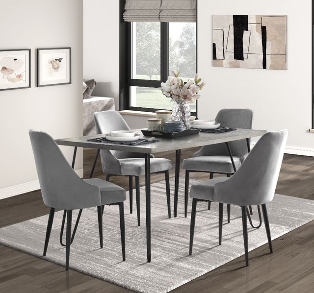Homelegance® Keene Gray Dining Table with Black Hairpin Metal Legs -3