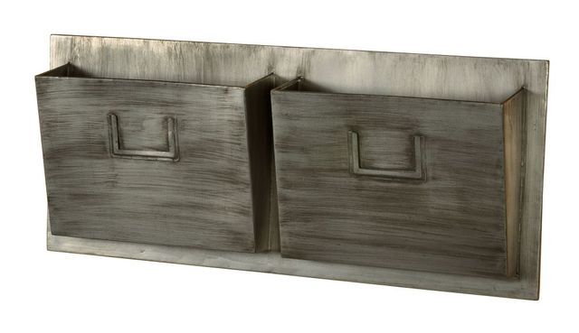 Linon Industrial  Horizontal Gray Two Slot Mailbox-1