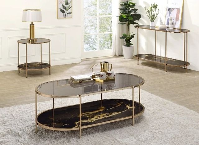 ACME Furniture Fiorella Glass Top End Table with Black/Champagne Base-1