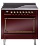 Ilve® Nostalgie II Noblesse 36'' Burgundy Pro Style Induction Range with Burnished Trim-0