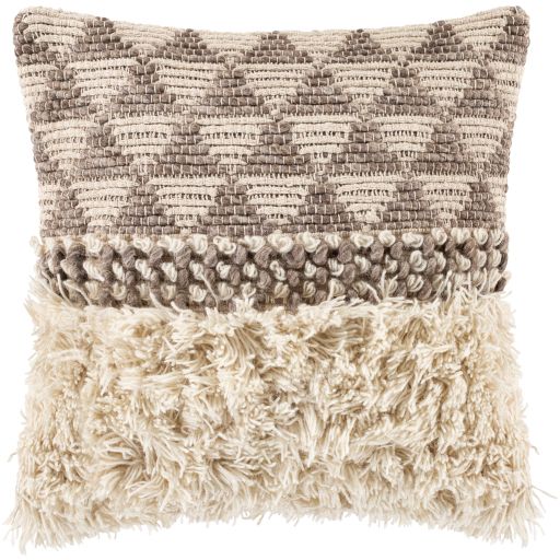 Surya Merida Taupe 18"x18" Toss Pillow with Down Insert-0