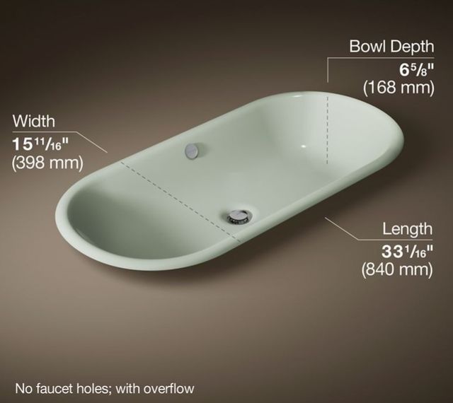 Kohler Iron Plains® Aspen 33" Oval Drop-In/Undermount/Vessel Bathroom Sink-3