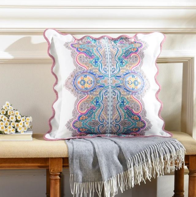 Stylecraft Tamara Day Beige/Blue/White Designer Pillow-1