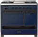 Ilve® Majestic III 40" Midnight Blue Pro Style Dual Fuel Liquid Propane Range with Solid Door and Burnished Trim-4