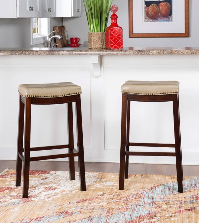 Linon Claridge 2-Piece Jute/Wenge Bar Stool Set-1