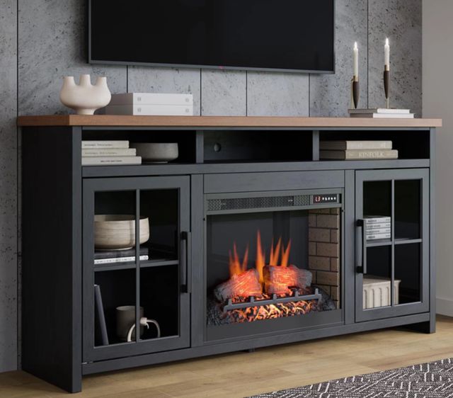 Legends Home Essex Seal Skin/Whiskey 74" Fireplace TV Console-1