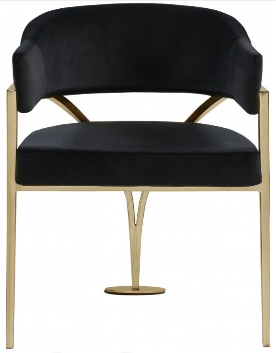 Meridian Furniture Madelyn Black/Brushed Brass Velvet Dining Chair-1