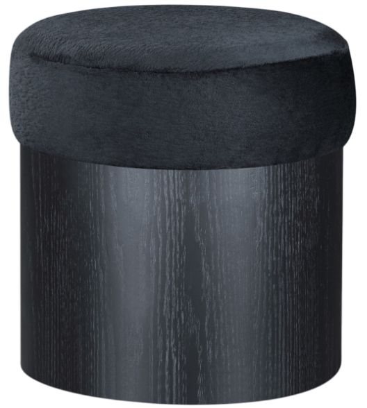 Meridian Furniture Nimes Black Velour Fur Ottoman-0