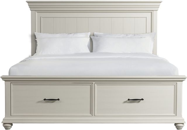 Elements International Slater Antique White King Platform Storage Bed-1