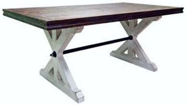 Million Dollar Rustic Springs Brown 42" Trestle Dining Table with White Legs -0