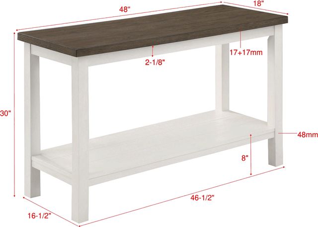 Crown Mark Dakota Brown Sofa Table with White Base-2