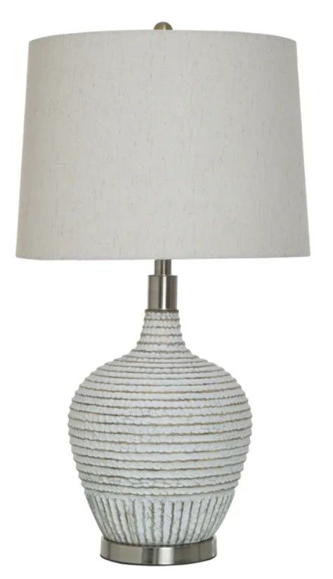 StyleCraft Ridged White Wash Table Lamp-0