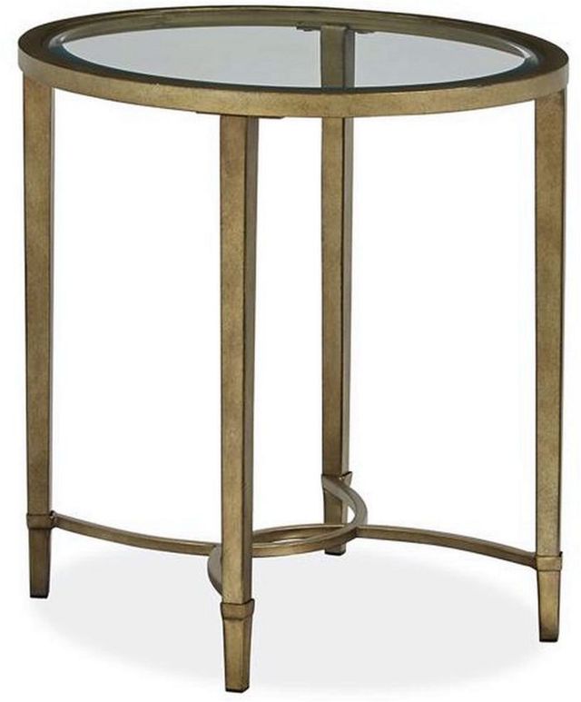Magnussen Home® Copia Glass Top Oval End Table with Antiqued Tint Metal Base-2