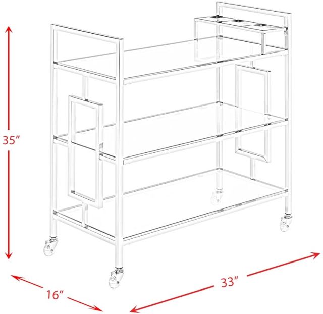 Elements International Ezra Chrome Serving Bar Cart-4