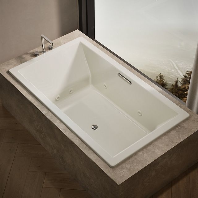 KOHLER® Underscore® Biscuit 72" x 42" Heated Whirlpool Bath-1
