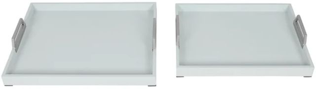 StyleCraft Norman Wyatt Home 2-Piece Spa Blue/Brushed Silver Wooden Tray Set-0