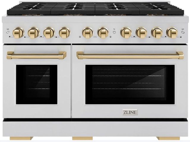 ZLINE Autograph Edition Paramount Series 48" Stainless Steel Pro Style Dual Fuel Range with Polished Gold Accents -0