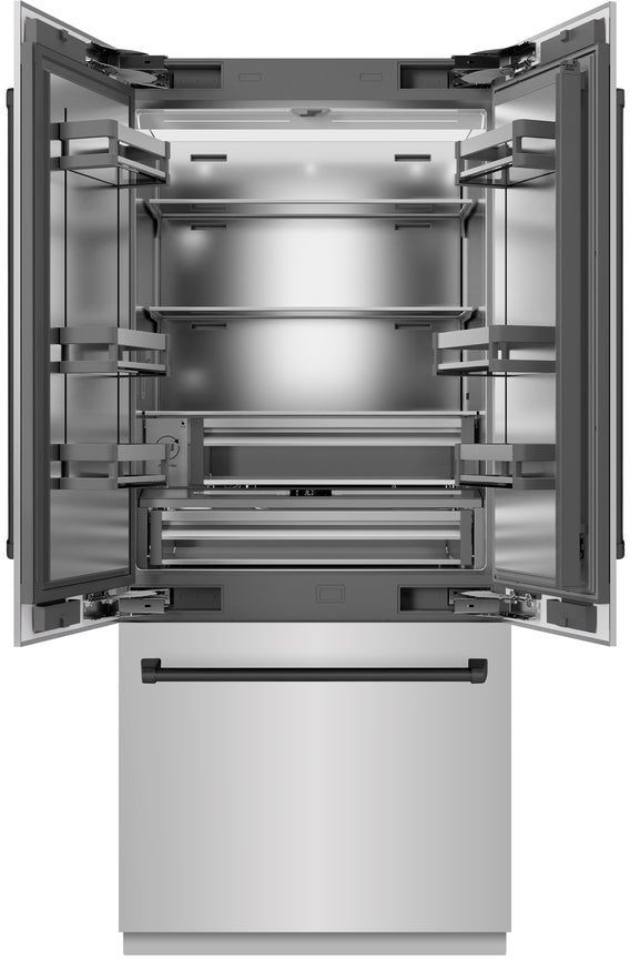 ZLINE Autograph Edition 36" 19.6 Cu. Ft. Stainless Steel Built-In French Door Refrigerator with Matte Black Accents-2