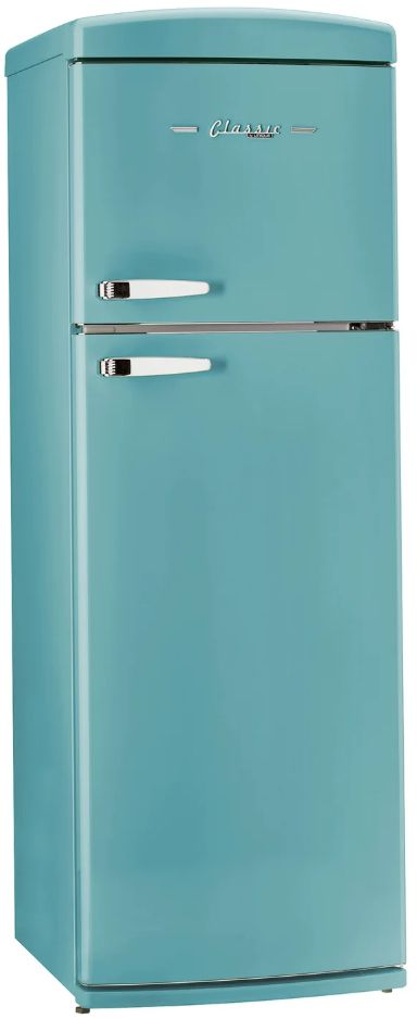 Unique Appliances 24” 11 Cu. Ft. Ocean Mist Turquoise Top Freezer Refrigerator with Chrome Accent Handles-2