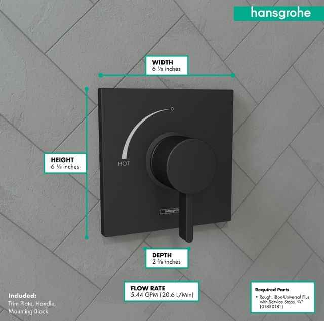 Hansgrohe Ecostat Square Matte Black Pressure Balance Trim-3