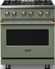 Viking® 5 Series 30" Eucalyptus Pro Style Dual Fuel (NG) Range with Brushed Brass Trim-0